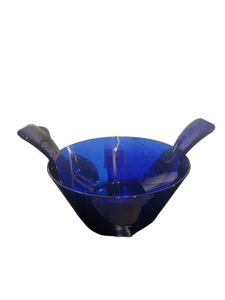 SERVER SET SALAD BOWL FULMINE BLUE